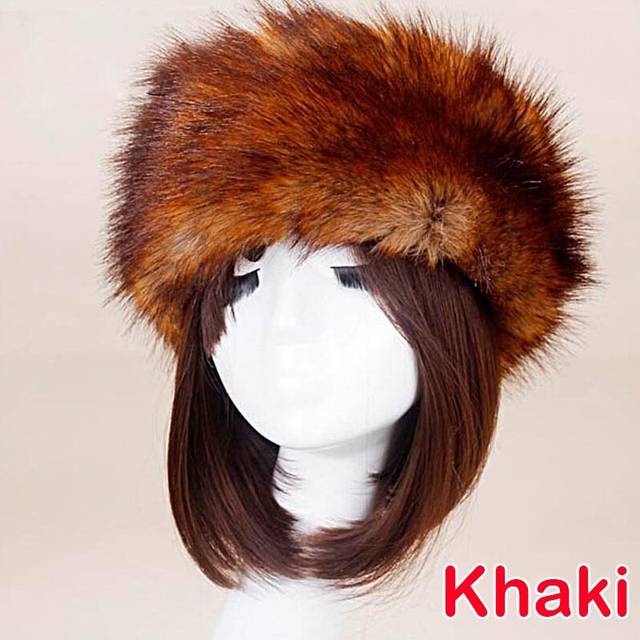 (B-Khaki) Women Warm Earmuffs Thicken Ear-flapped Hat Winter Cashmere Plush Cotton