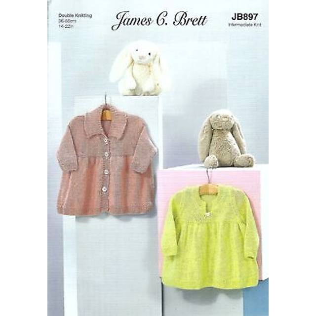 James Brett Double Knitting Pattern Baby Dress & Jacket JB897