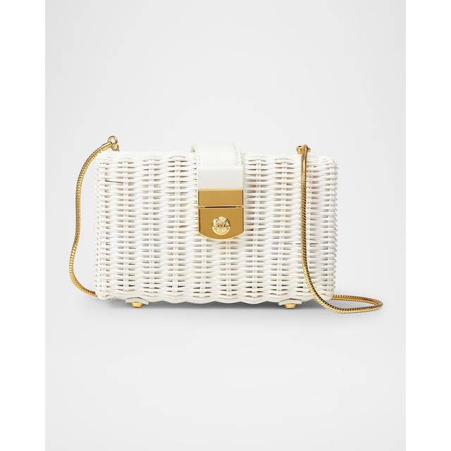 Veronica Beard Lock Box Wicker Clutch Bag
