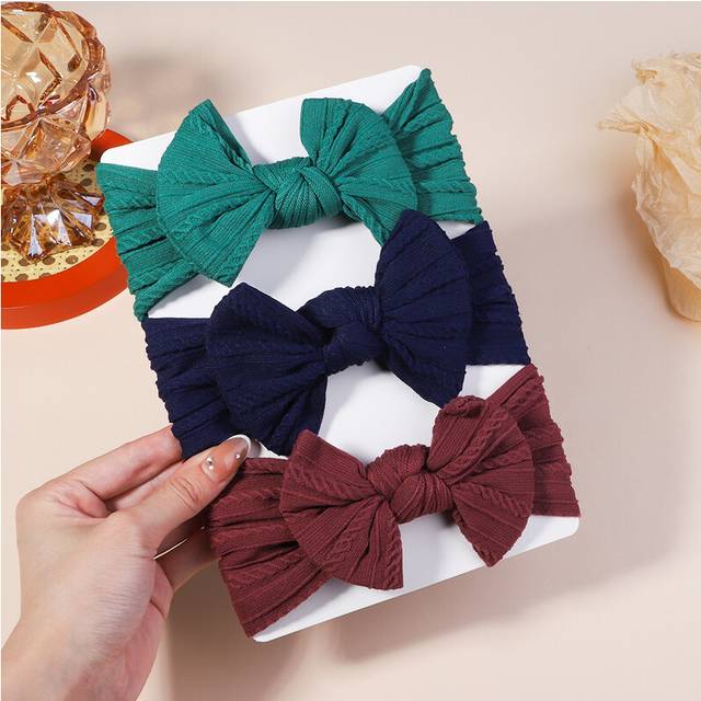 (2711-11) 3Pcs/Lot Cable Knit Baby Headbands For Children Elastic Baby Girls Turban Kids Hair Bands Newborn Headwrap Baby Hair Accessories