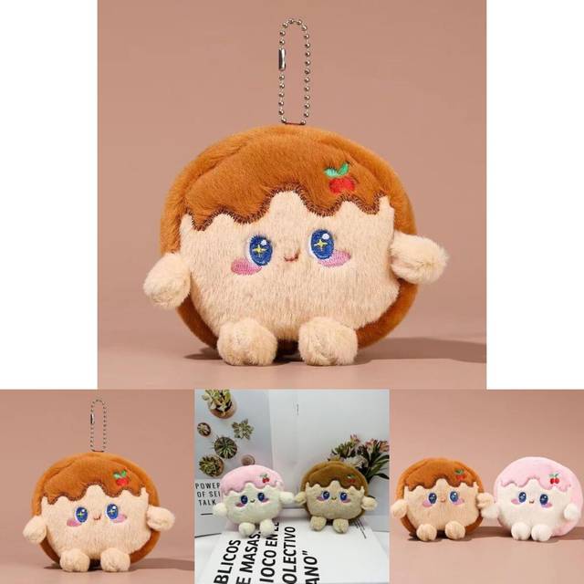 Cartoon Unique Cream Toast Plush Doll Keychain Fashionable Bag Charm For Any Occasion