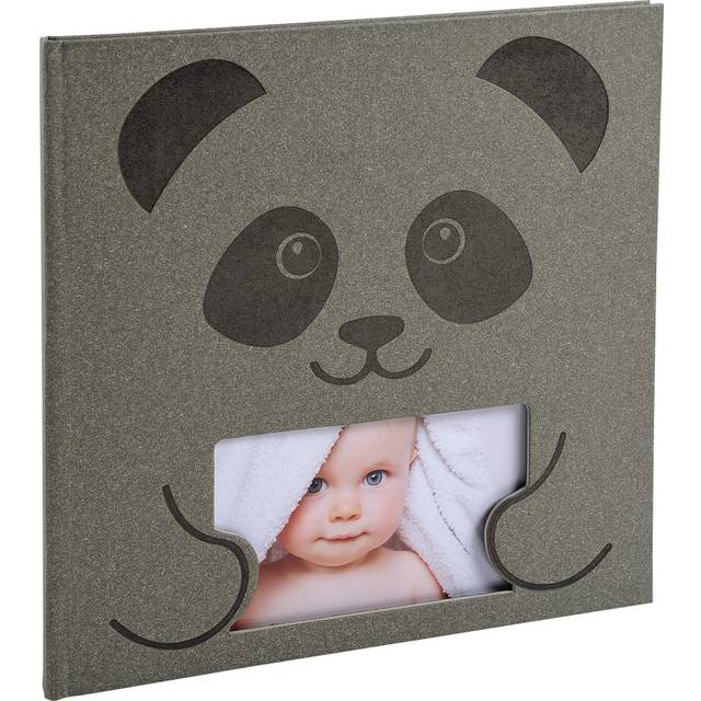 - Ref 14561E - Zephire Panda Baby Medium Photo Album - 250 x 250mm in Size, 30 White Pages, Holds Up To Approx. 60 Photos - Dark Grey Windowed Cover