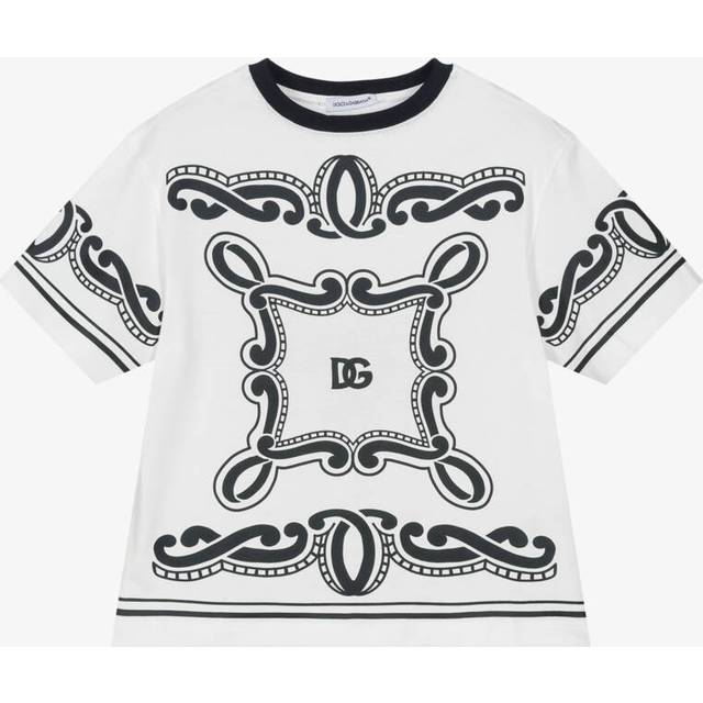 Dolce & Gabbana Boys White Cotton Bandana Print T-Shirt - 6 year