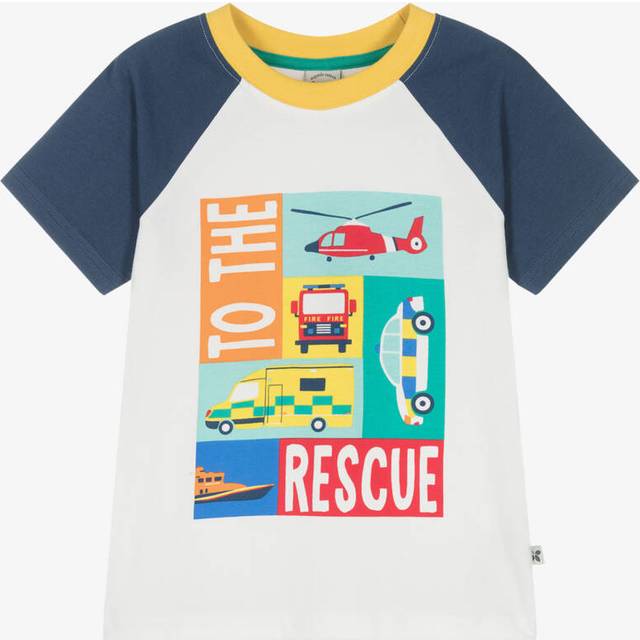 Frugi Boys White Cotton T-Shirt - 4-5 year