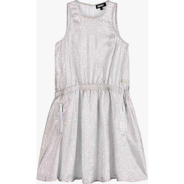 Dkny Girls Silver Crêpe Dress - 4 year