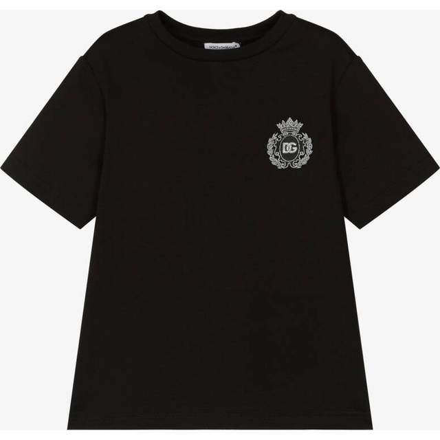 Dolce & Gabbana Boys Black Crest Logo Cotton T-Shirt - 4 year