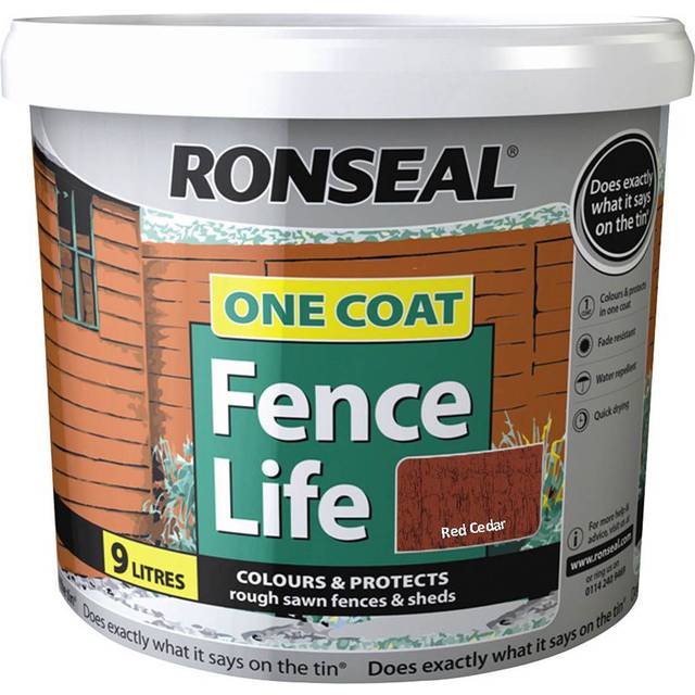 Ronseal One Coat Fencelife Paint, 9L, Red Cedar