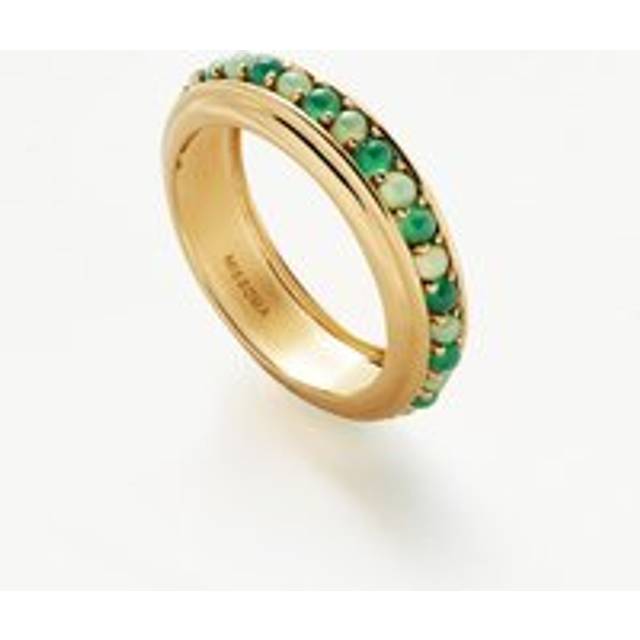 Hot Rox Gemstone Stacking Ring | 18ct Gold Vermeil/Green Onyx & Chalcedony