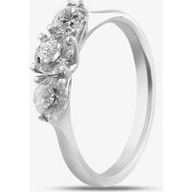 Platinum 1.00ct Brilliant Cut Diamond Three Stone Ring 10527/PL/DQD100 L - Silver