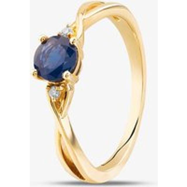 9ct Yellow Gold Sapphire & Diamond Crossover Ring OJR1702-BS N