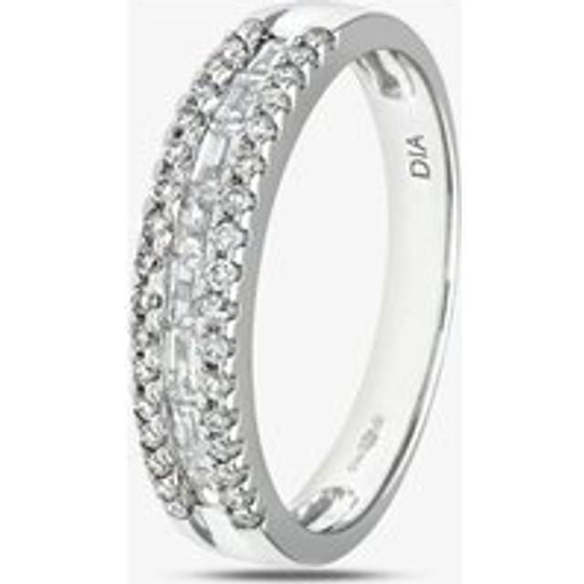 18ct White Gold Baguette & Brialliant Cut Diamond Half Eternity Ring PR09208 18KW N - Silver