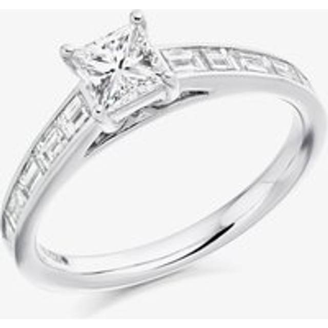 Platinum Princess-Cut 1.05ct Diamond-Shoulder Engagement Ring (M) ENG3342 - Silver
