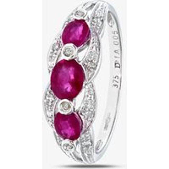 9ct White Gold Ruby Diamond Fancy Ring PR07340W RU P - Silver