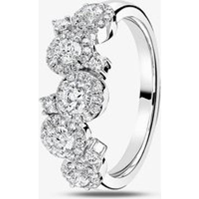 18ct White Gold 0.71ct Diamond Halo Cluster Band Ring LG195/RA N - Silver