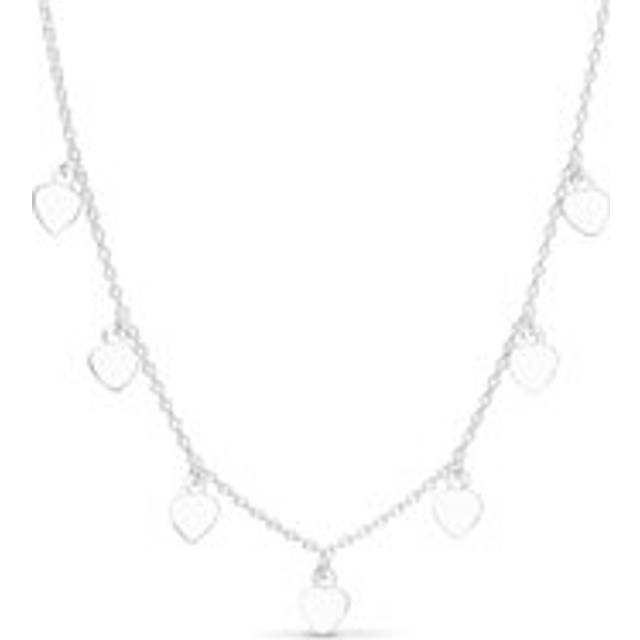 John Greed Signature Silver Plain Heart Drop Necklace For Women - silver