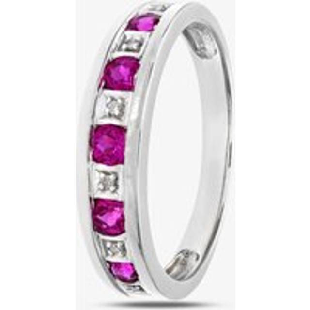 9 ct White Gold Ruby Half Eternity Ring PR10429W RU N - Silver