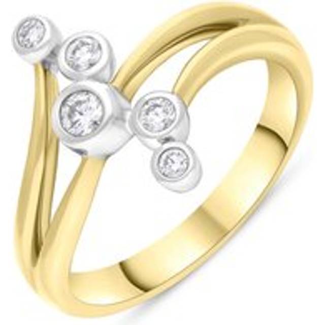 18ct Yellow and White Gold 0.21 5 Stone Diamond Row Bubble Ring
