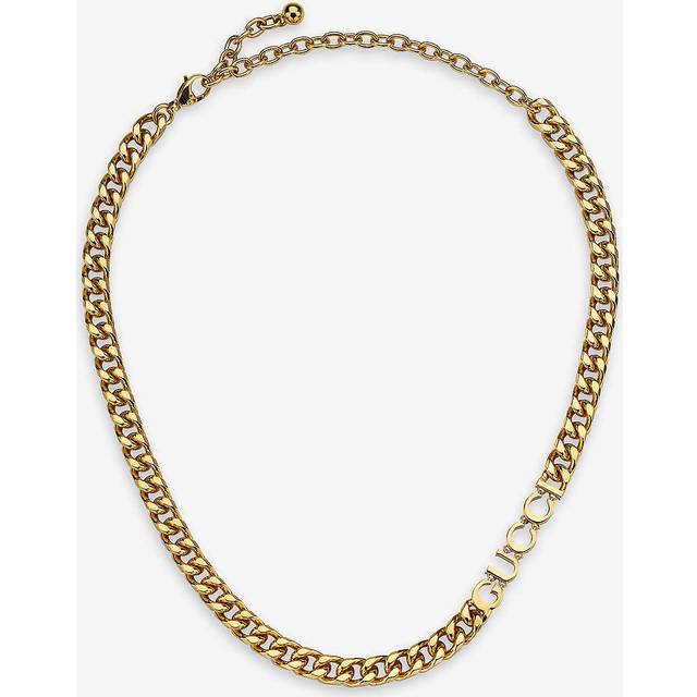 Gucci Womens Yellow Gold Script Gold-toned Metal Necklace 41cm - YELLOW GOLD