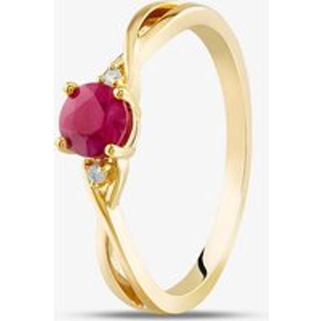 9ct Yellow Gold Ruby & Diamond Crossover Ring OJR1702-R Q
