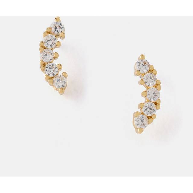 Mint Velvet Cubic Zirconia Climber Earrings, Gold