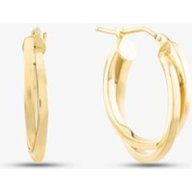 9ct Yellow Gold Crossover Double Hoop Earrings ER386