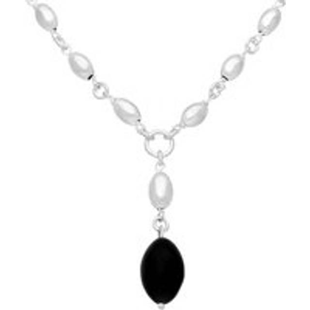 Sterling Silver Whitby Jet Seven Bead Chain Necklace D