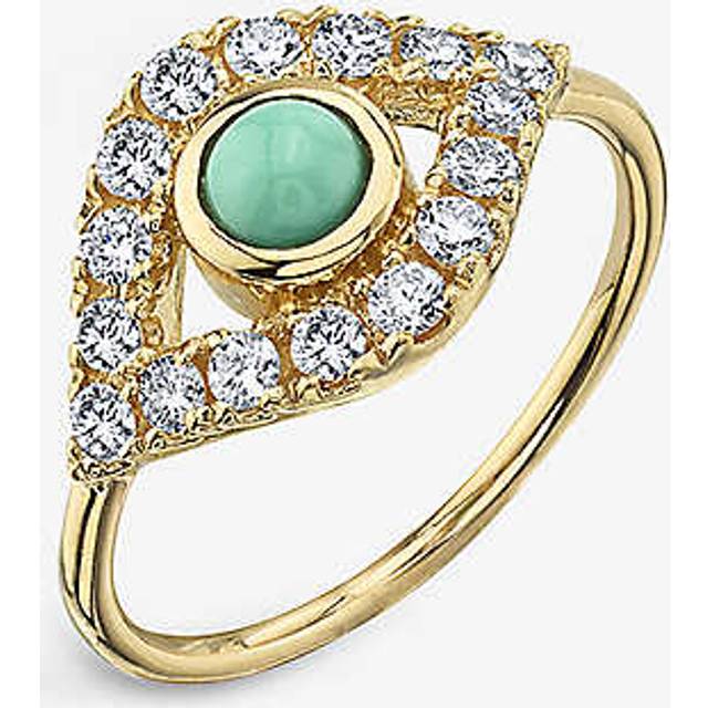 Sydney Evan Womens 14k Yellow Gold Evil Eye 14ct Yellow-gold and 0.48ct Diamond Ring O - 14K YELLOW GOLD
