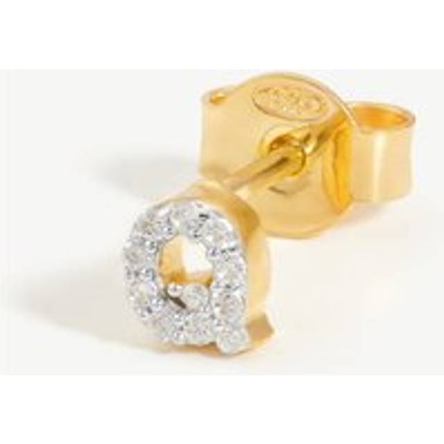 Pave Initial Single Stud Earring - Initial Q | 18ct Gold Vermeil/Cubic Zirconia