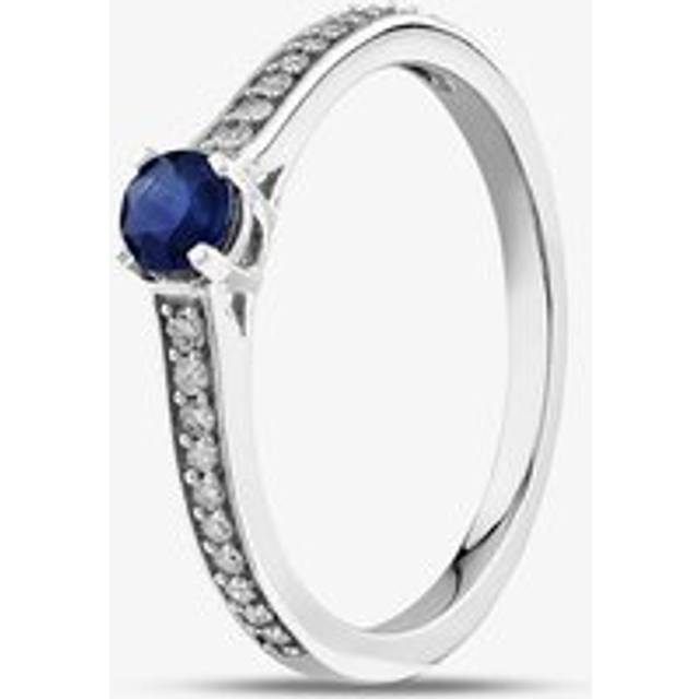 9ct White Gold Sapphire & 0.12ct Diamond Shoulder Set Solitaire Ring OJR1704-BS O - Silver