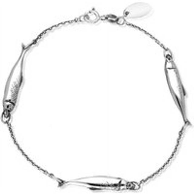 Sterling Silver Emma Stothard Silver Darling Three Fish Chain Link Bracelet - Silver