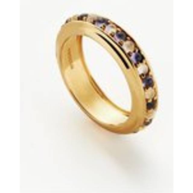 Hot Rox Gemstone Stacking Ring | 18ct Gold Vermeil/Rainbow Moonstone & Iolite