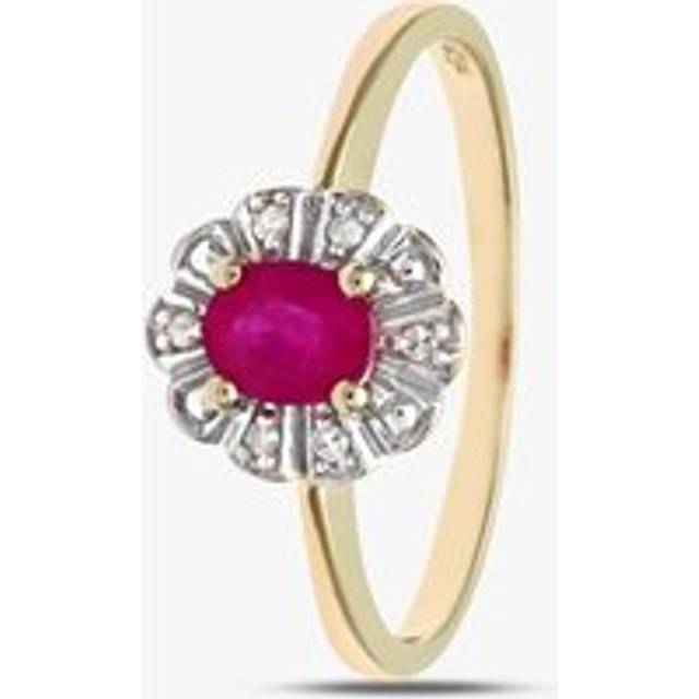 9ct Yellow Gold Ruby Flower Ring PR02321Y RU P