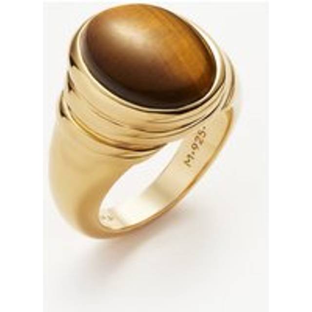 Savi Ridge Oval Gemstone Chunky Ring | 18ct Gold Vermeil/Tigers Eye