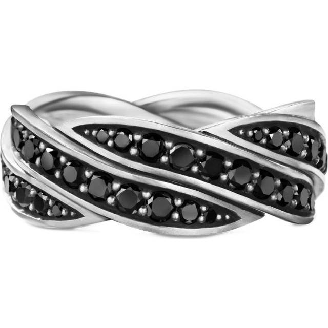 David Yurman - sterling silver DY Helios diamond band ring (9mm) - men - Black Diamond/Sterling Silver - 9