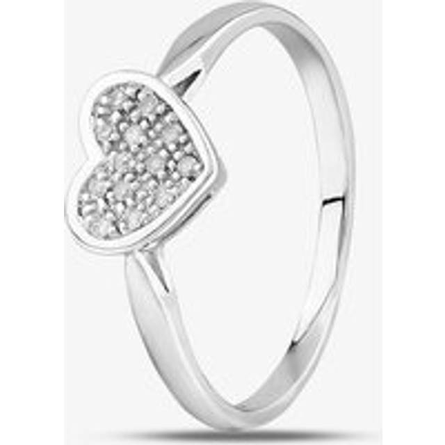 9Ct White Gold Heart Shaped Diamond Cluster Ring PR09838 N - Silver