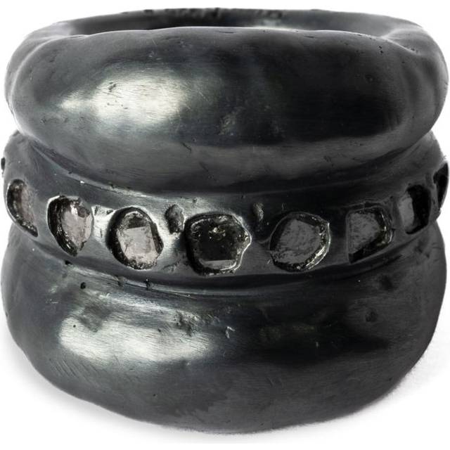 Parts of Four - Stack sterling-silver diamond ring - unisex - Diamond/Oxidised Sterling Silver - 6 - Black