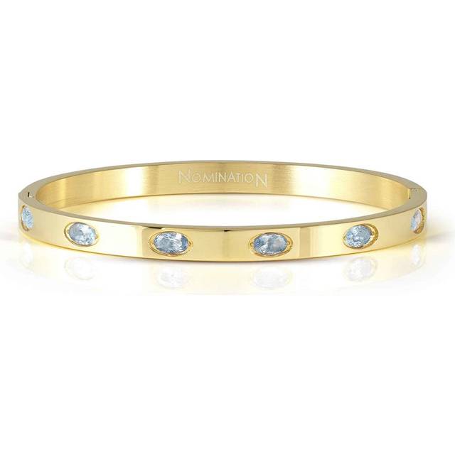 Nomination Pretty Bangles Gold Blue Oval Crystal Large Bangle - 6.3 x 5.5 cm