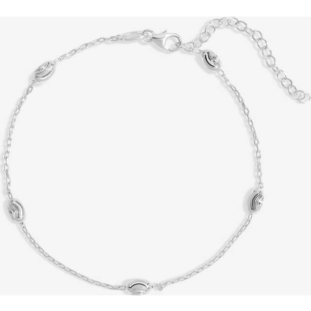 Simply Silver Sterling Silver 925 Polished Textured Nugget Chain Bracelet, Silver, Women - Ilver