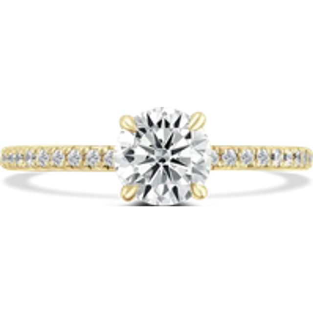 18ct Yellow Gold 1ct Round Brilliant Cut Laboratory Grown Diamond Solitaire With Diamond Shoulders - Z