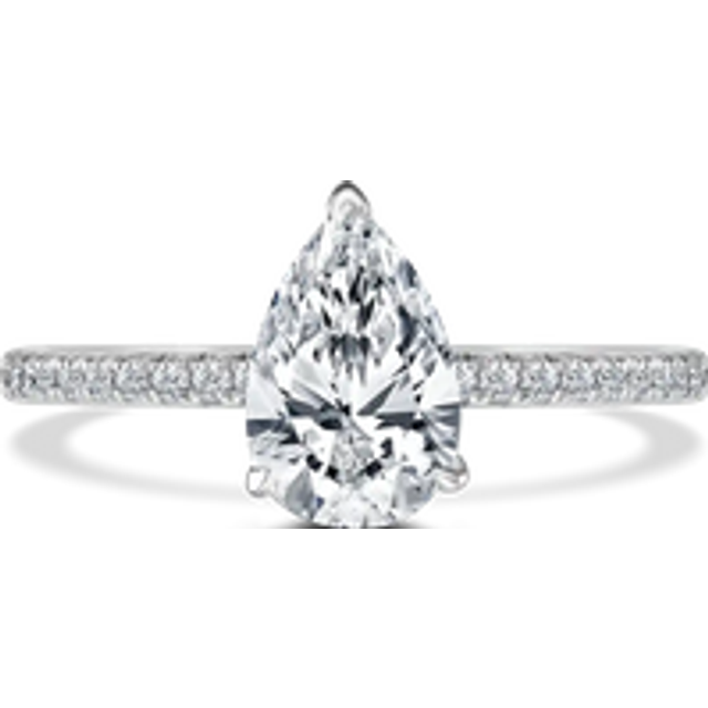 Platinum 1.5ct Pear Cut Laboratory Grown Diamond Solitaire With Diamond Shoulders - S