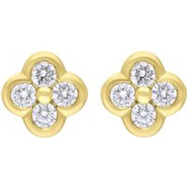 18ct Yellow Gold 0.25 4 Stone Diamond Cluster Stud Earrings