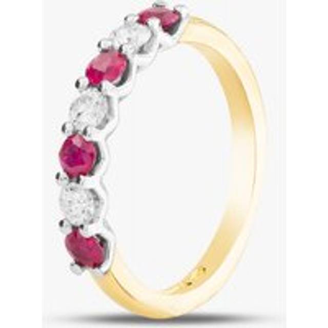 18ct Yellow Gold 0.45ct Brilliant Cut Ruby & 0.27ct Diamond Half Eternity Ring 320701J M
