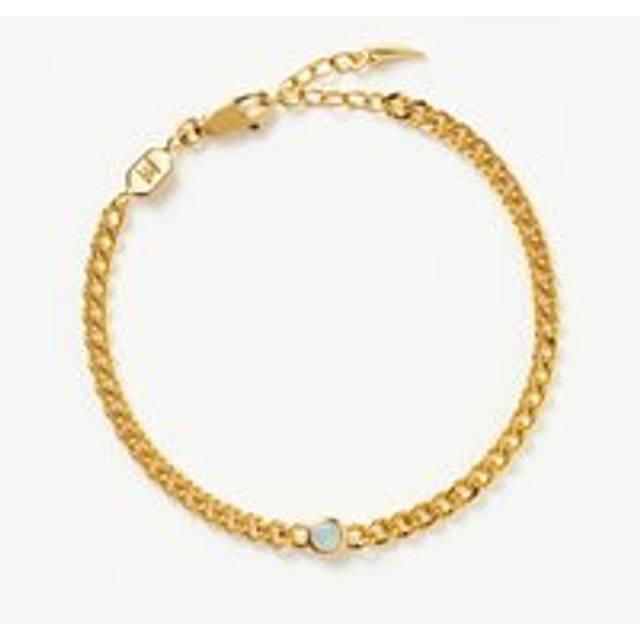 March Birthstone Chain Bracelet | 18ct Gold Plated Vermeil/Aqua Chalcedony