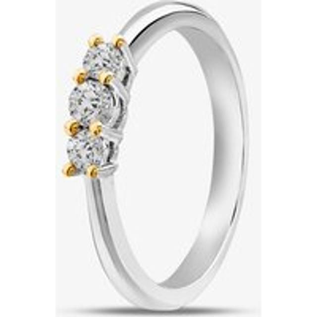 18ct White Gold 0.25ct Diamond Three Stone Ring BMZH O - Silver