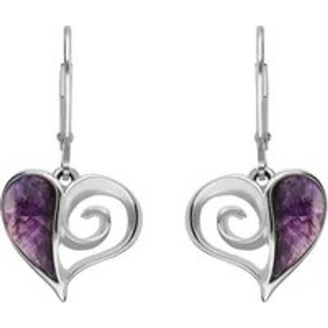 Sterling Silver Blue John Swirl Heart Drop Earrings - Silver
