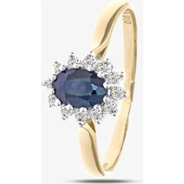 9ct Yellow Gold Sapphire & 0.10ct Diamond Halo Ring PR05244Y SA L - Blue