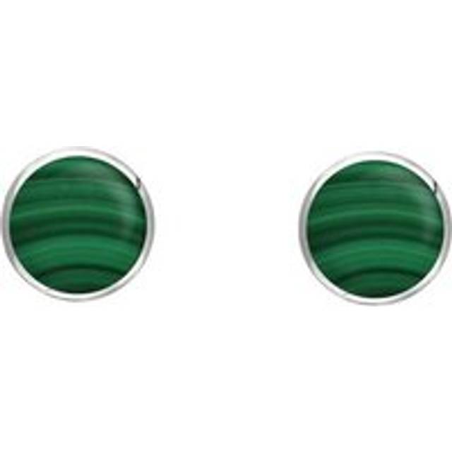 Sterling Silver Malachite 4mm Classic Small Round Stud Earrings