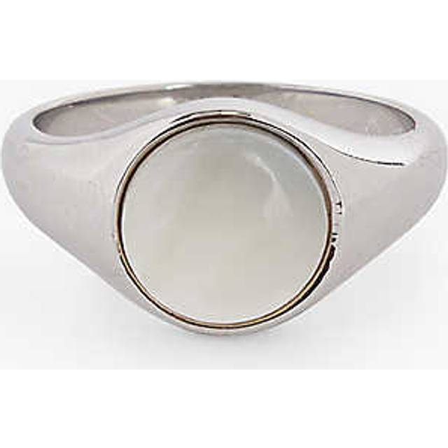Vitaly Mens Stainless Steal Bond Steel and Faux Pearl Ring 7