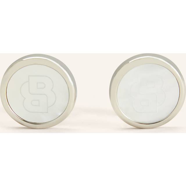 Round brass cufflinks with Double B monogram insert