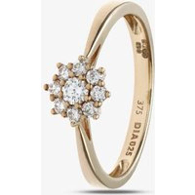9ct Yellow Gold 0.25ct Diamond Flower Cluster Ring PR11539Y K